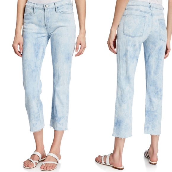 Frame Denim Denim - Frame Le High Cloud Tie-Dye Raw Hem Straight 30